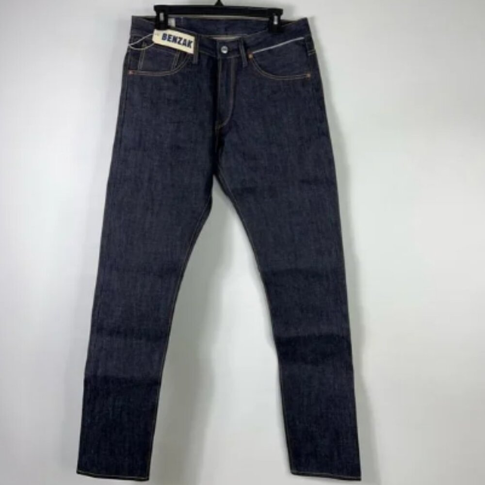 Benzak Candiani Mens Slim Skinny Jeans Black Pocket Button Fly Denim 32x35 New